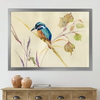 Designart 'uobičajena kingfisher ptica na grani' tradicionalni uokvireni umjetnički tisak