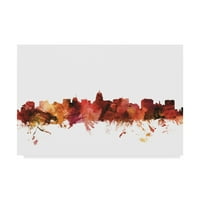 Zaštitni znak likovna umjetnost 'Madison Wisconsin Skyline Red' platno umjetnost Michaela Tompsetta