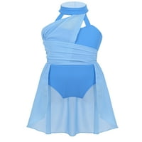 $ 7 / dječja šifonska lirska plesna haljina za djevojčice, Moderni baletni kupaći kostim bez rukava, svijetloplava