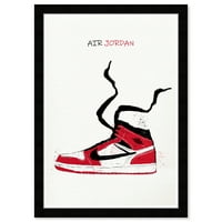 Wynwood Studio ispisuje Air Jordan Crtanje I modne i glamurove cipele zidne umjetničke platneno platno crveno