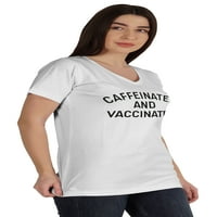 Smiješna majica s izrezom u obliku slova a za žene s kofeinom i cijepljenjem