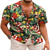 Muški vrhovi majica s cvjetnim printom s vratom čamca havajske ljetne košulje kratkih rukava muške Ležerne vrećaste