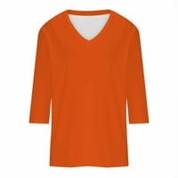 Ženska odjeća plus size ženska modna jednobojna široka majica s rukavima Bluza s izrezom u obliku slova u, ležerni