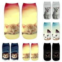 Popularne smiješne kratke čarape s narukvicama s narukvicama s printom od 3 tisuće mačaka, Ležerne čarape, višebojne
