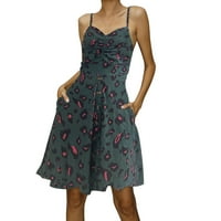 Mini haljine za žene, ljetne haljine s okruglim vratom, bez rukava, cvjetni print, Otvorena leđa, naramenice,