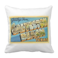 Stara plaža Galveston, Teksas, Vintage turistički suvenir, Gradska Jastučnica, Navlaka za jastuke