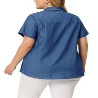 Jedinstveni prijedlozi ženska košulja od šambre Plus size, traper košulje, vrhovi na kopčanje