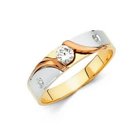 Jewels 14K Zlatni prsten okrugli kubični cirkonijski muški obljetnica vjenčanja Veličina 5.5