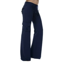 Hlače za žene elastični struk povremene teretne hlače jogers joga hlače džepovi široke noge hlače ljetne hlače