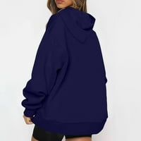 Tking modna dukserica za žene dugi rukav v vrat Čvrsti vrhovi ZIP pulover tunike košulje tamnoplave xl