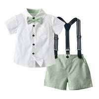 Komplet odjeće za male dječake, gornji dio kratkih rukava i kratke hlače s naramenicama, odijelo za malu djecu,