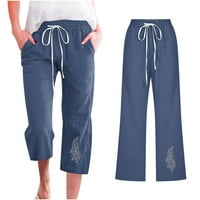 Na rasprodaji nudi ženske Capri hlače, Ležerne ljetne hlače od pamuka i lana, široke kapri hlače, lagane široke