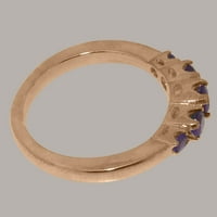 Ženski prsten od ružičastog zlata 10K britanske proizvodnje s pravim ametistom - opcije veličine-veličina 8,25