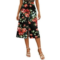 Ženske karirane suknje A kroja do koljena ležerni elegantni cvjetni otisci jednostruka suknja visokog struka