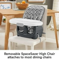 Visoka stolica s podesivim prijenosnim pomoćnim sjedalom za bebe i malu djecu, siva