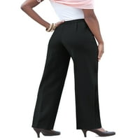 Roaman's Women Plus Size Visok klasični zavoj nad hlačama Povucite se na hlače