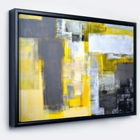 Dizajnerska umjetnost apstraktno zamućenje sive i žute boje uokvireni apstraktni umjetnički tisak na platnu