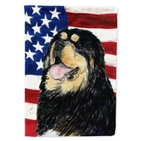 Američka zastava s vrtnom zastavom tibetanskog mastifa