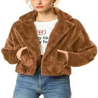 Jedinstvene ponude ženske obrezane jakne Notch rever Fau Fur Fluffy kaput