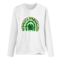 Ženski praznični vrhovi Classic St.Patrickov dan kostimi zeleni bijeli tiskani o vratni skakač majice