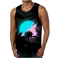 Muške majice s grafičkim printom s okruglim vratom, havajski print, udoban prsluk, tanke Ležerne majice, Crna,