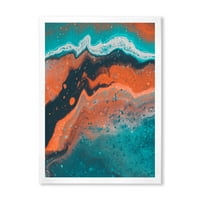 DesignArt 'Sažetak mramornog sastava u narančastom i plavom vi' Moderni uokvireni umjetnički tisak