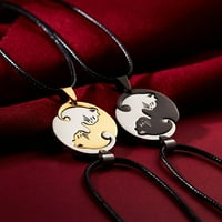 Ogrlica od zlatne i srebrne slagalice za mačke jin jang ogrlice za prijateljstvo privjesak za ključeve za mačke