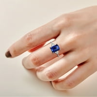 Prsten za nakit za žene ženski prsten od sterling srebra iridescentni zaručnički prsten u boji Plava 2 inča