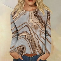 Ženska modna ležerna pulover bluza s okruglim vratom s printom dugih rukava s dugim rukavima