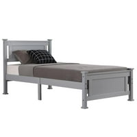 Drveni krevet na platformi s uzglavljem, namještaj za dječji krevet u sivoj boji