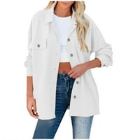 Synoidni ženski kaputi i jakne- modni povremeni džepovi dugi rukavi casual solid solid kaput kardigan bluza bijela