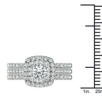 1- Karat T.W. Dijamantni 10KT bijelo zlato set dvostrukog halo zaručnika