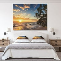 DesignArt 'Paradise tropska otočna plaža s ekstra velikim morskim umjetničkim platnu palme