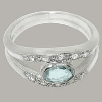 Ženski prsten od bijelog zlata od 9 karata s prirodnim akvamarinom i dijamantima britanske proizvodnje - opcije