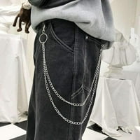 + Slojevite hlače otporne na gubitak džep za traperice novčanik privjesak za lanac srebrni slojevi