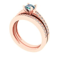 0. Sintetički plavi Moissanite 14k ružičasti zlatni dijamant okruglog reza s naglascima vjenčani set od 10,75