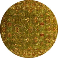 Tradicionalni tepisi u orijentalnom stilu u žutoj boji koji se mogu prati u perilici, okrugli, promjera 8 inča