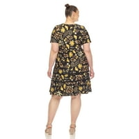 Ženska haljina na više razina u obliku cvjetnog uzorka s kratkim rukavima do koljena