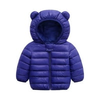 Zimski jednobojni kaput s dugim rukavima za dječake i djevojčice, jakna s kapuljačom s medvjeđim ušima, izolirana
