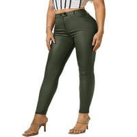 Ženske mršave hlače povremene patentne zatvarače leti visoki struk vojska zelena xl