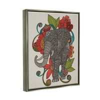 Stupell Industries Divlji slon okružen složenim cvjetnim uzorcima Mandala Grafička umjetnost SVJETLO GREING PLOGIRANJE