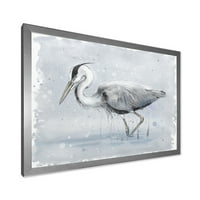 DesignArt 'siva čaplja ptica u jezeru' Farmhouse Farmed Art Print
