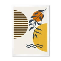DesignArt 'apstraktni oblici s botaničkim minimalističkim listom I' Moderni uokvireni umjetnički tisak