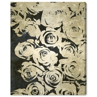 Wynwood Studio cvjetni i botanički zidni umjetnički platno ispisuje cvjetni cvjetnici 'tamna ruža' - crno, zlato