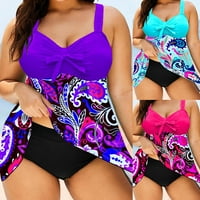 Ženski Tankini kupaći kostimi Plus size, dva cvjetna Tankini kupaći kostimi, tekući kupaći kostimi