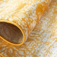 Jedinstveni tkalački stan 8 ' kvadratni cvjetni Boemski žuti tepih od slonovače savršen je za blagovaonicu dnevnog